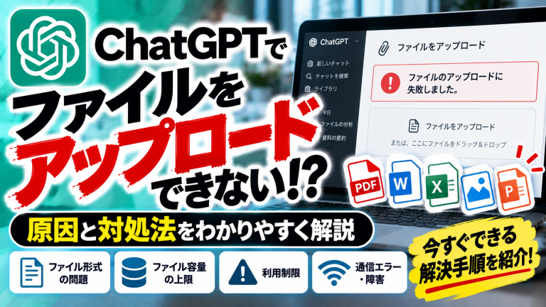 ChatGPTでファイルをアップロードできない原因と対処法｜エラーの解決方法を解説
